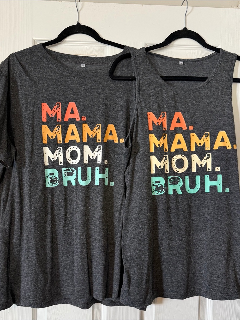 Charcoal 'MA. MAMA. MOM. BRUH.' Short Sleeve Tee and Tank Top